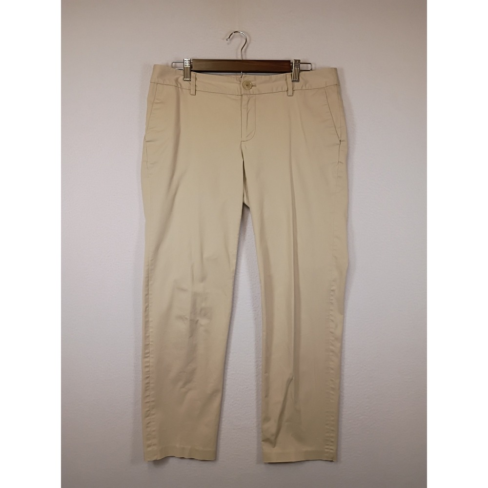 Classic Preppy Eddie Bauer Womens Size 8 Khaki Beige Stretch Straight Leg Chinos